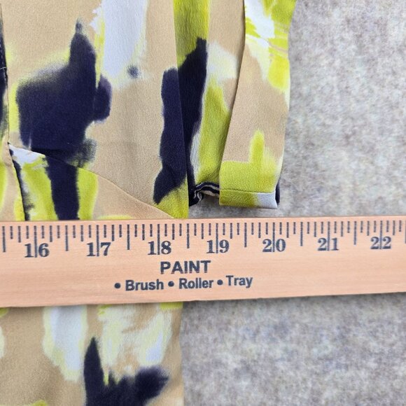 Ann Taylor LOFT Womens Abstract Print Blouse Green/Yellow Jazzy Lightweight - Picture 8 of 8
